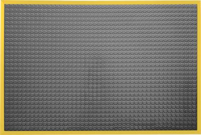 ESD Anti-Fatigue Floor Mat with 2,5 cm Yellow Bevel | Infinity Smooth ESD | Black | 60 x 120 cm | Grounding Cord + Snap (15')
